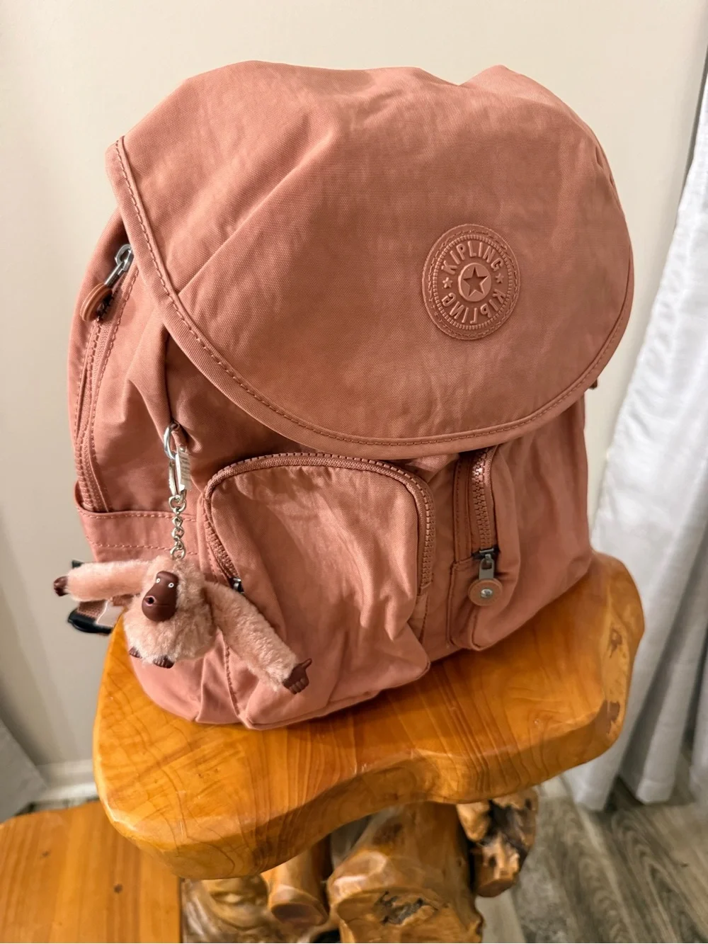 Kipling Kind Rose Backpack with Monkey Keychain